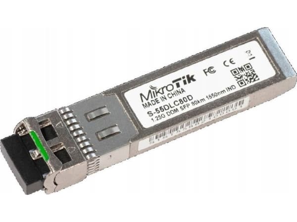 MikroTik S-55DLC80D - SFP (mini-GBIC) transceivermodul - SFP (mini-GBIC) / LC-enkeltmodus - opp til 80 km - 1550 nm