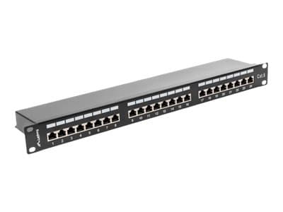 Lanberg PPS6-1024-B - Koblingspanel - CAT 6 - STP - RJ-45 X 24 - RAL 9004, svart - 1U - 19"