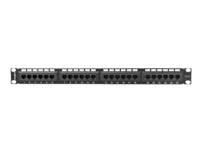 Lanberg PPU6-1024-B - Koblingspanel - rackmonterbar - CAT 6 - UTP - RJ-45 X 24 - RAL 9004, svart - 1U - 19"