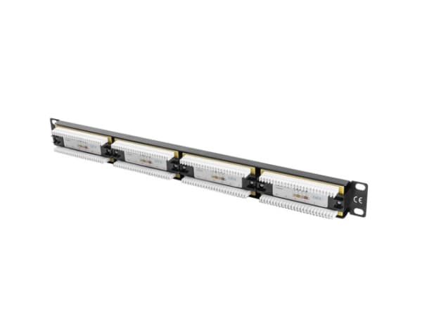 Lanberg PPU6-1024-B - Koblingspanel - rackmonterbar - CAT 6 - UTP - RJ-45 X 24 - RAL 9004, svart - 1U - 19"