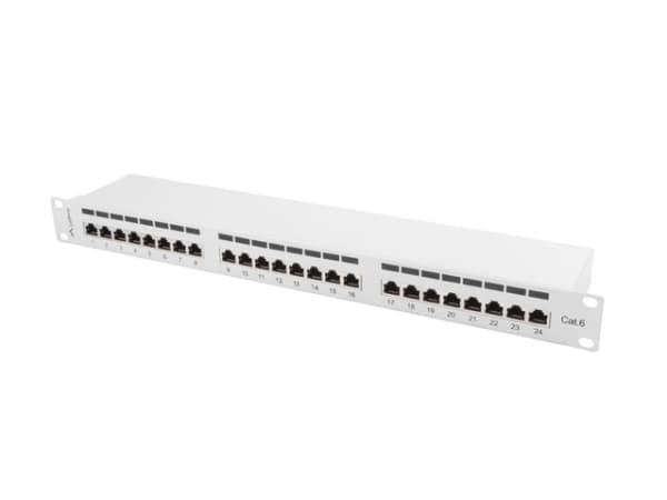 Lanberg PPS6-1024-S, RJ-45, Cat6, Harmaa, Metalli, Telinekiinnitys, 1U