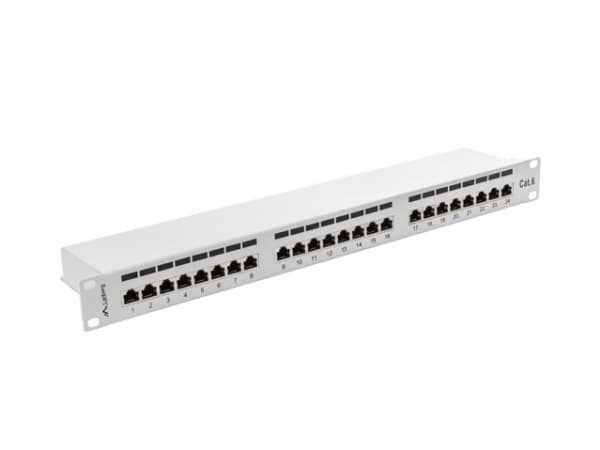 Lanberg PPS6-1024-S, RJ-45, Cat6, Harmaa, Metalli, Telinekiinnitys, 1U