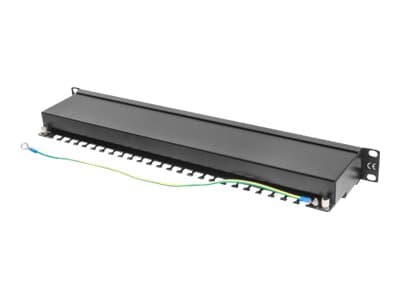 Lanberg PPS5-1024-B - Koblingspanel - CAT 5e - STP - RJ-45 X 24 - RAL 9004, svart - 1U - 19"