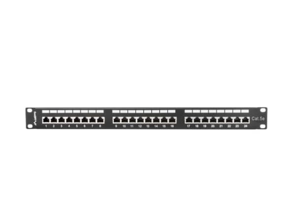 Lanberg PPS5-1024-B - Koblingspanel - CAT 5e - STP - RJ-45 X 24 - RAL 9004, svart - 1U - 19"