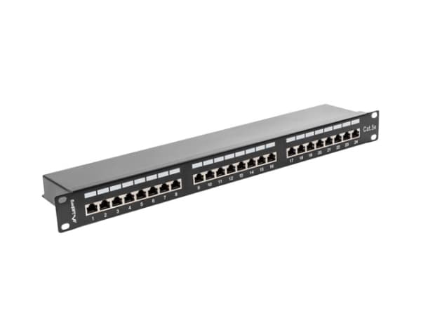 Lanberg PPS5-1024-B - Koblingspanel - CAT 5e - STP - RJ-45 X 24 - RAL 9004, svart - 1U - 19"