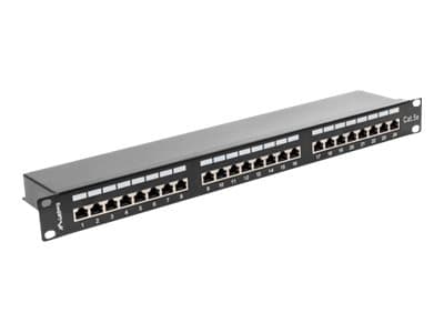Lanberg PPS5-1024-B - Koblingspanel - CAT 5e - STP - RJ-45 X 24 - RAL 9004, svart - 1U - 19" Sort