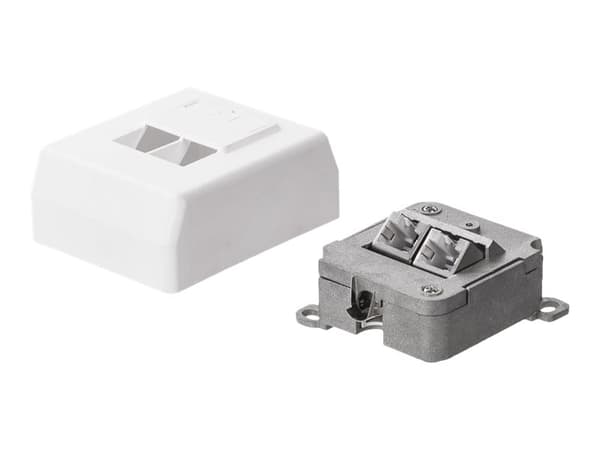 Netrack Complete - Sokkelutgang - RJ 45 - 2 nettverkssokler - hvit