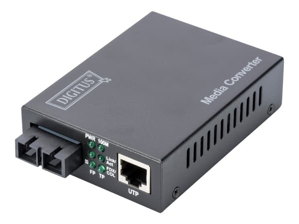 DIGITUS DN-82020-1 - Fibermedieomformer - 100Mb LAN - 10Base-T, 100Base-FX, 100Base-TX - RJ-45 / SC flermodus - opp til 2 km - 1310 nm
