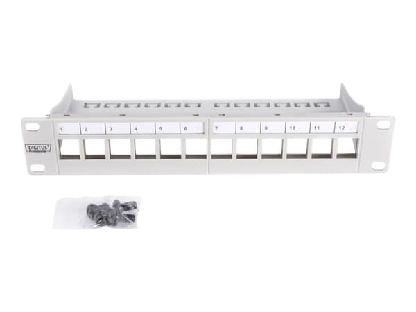 DIGITUS Professional DN-91419 - Koblingspanel - rackmonterbar - grå, RAL 7035 - 1U - 10" - 12 porter