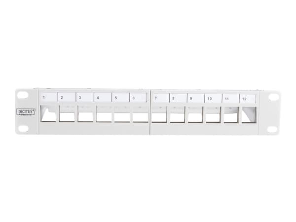 DIGITUS Professional DN-91419 - Koblingspanel - rackmonterbar - grå, RAL 7035 - 1U - 10" - 12 porter