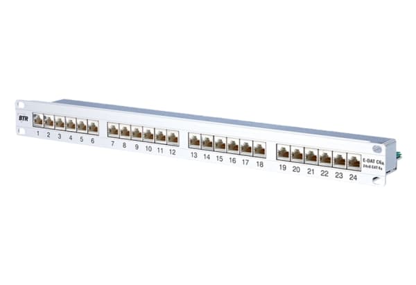 BTR E-DAT C6A 24x8(8) - Koblingspanel - CAT 6 - RJ-45 X 24 - sølv - 1U - 19"