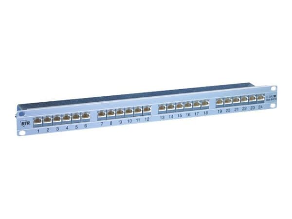 BTR E-DAT C6A 24x8(8) - Koblingspanel - CAT 6 - RJ-45 X 24 - sølv - 1U - 19" Aluminium, Hvit