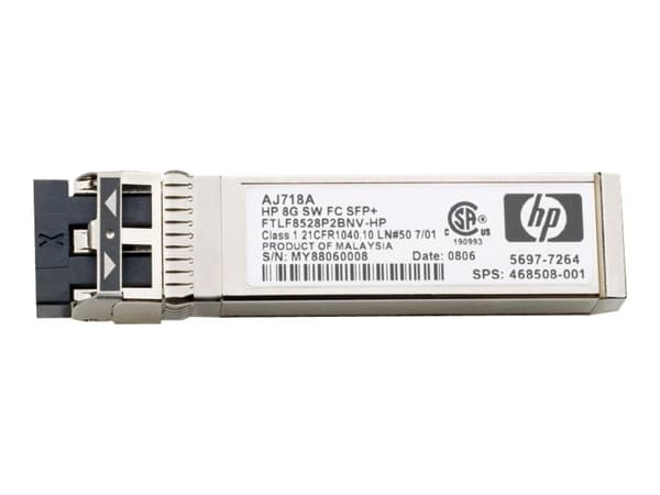 HPE - SFP (mini-GBIC) transceivermodul - 8 Gb-fiberkanal (SW) - for HPE 8Gb, SN6000; StorageWorks 8/20q, 8Gb, MPX200, SN6000