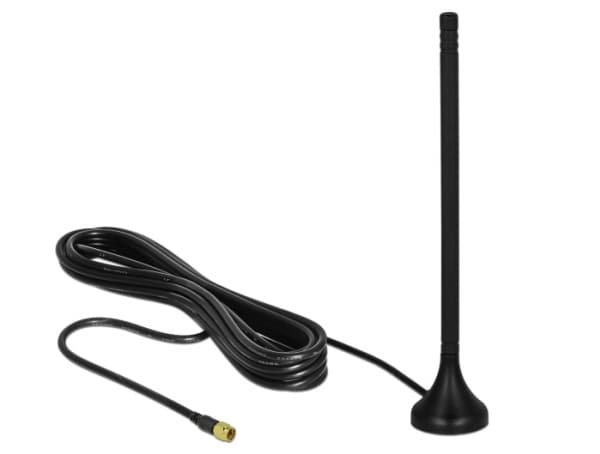 Delock LTE Antenna - Antenne - Smart Home - 3 - 5 dBi - rundtstrålende - innendørs / utendørs, magnetmonterbar - svart