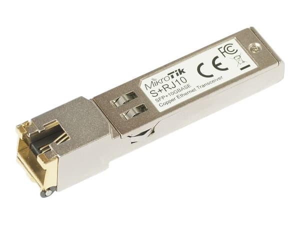 MikroTik S+RJ10 - SFP+ transceivermodul - 10GbE, 5GbE, 2.5GbE - 10Base-T, 100Base-TX, 1000Base-T, 10GBase-T, 2.5GBase-T, 5GBase-T / RJ-45 - opp til 2