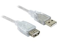 DeLOCK 82239, 1,8 m, USB A, USB A, USB 2.0, Uros/naaras, Valkoinen
