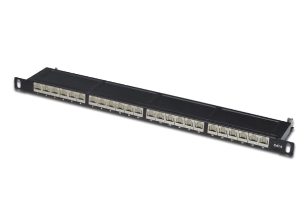 DIGITUS DN-91624S-SL-SH - Koblingspanel - CAT 6 - STP - RJ-45 X 24 - svart, RAL 9005 - 0.5U - 19"