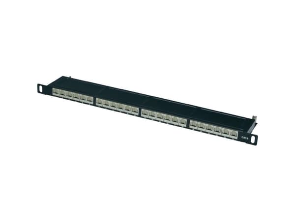 DIGITUS DN-91624S-SL-SH - Koblingspanel - CAT 6 - STP - RJ-45 X 24 - svart, RAL 9005 - 0.5U - 19"
