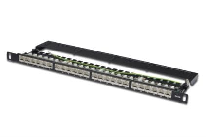 DIGITUS DN-91624S-SL-SH - Koblingspanel - CAT 6 - STP - RJ-45 X 24 - svart, RAL 9005 - 0.5U - 19"