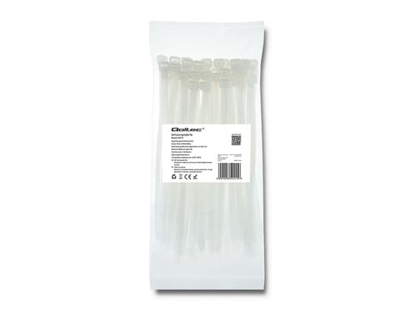 Qoltec - Kabelfestebånd - 20 cm - hvit (en pakke 50)