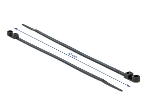 Delock Cable Tie with Fastening Eyelet - Kabelfestebånd - 16 cm - svart (en pakke 10)