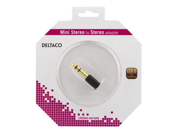 DELTACO - Audioadapter - stereojakk hann til mini-phone stereo 3.5 mm hunn