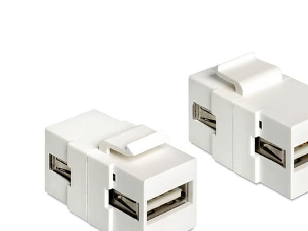 DeLOCK USB2.0 A f/f, Valkoinen, USB2.0 A, USB2.0 A, 16,8 mm, 34,4 mm, 22,3 mm