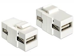 DeLOCK USB2.0 A f/f, Valkoinen, USB2.0 A, USB2.0 A, 16,8 mm, 34,4 mm, 22,3 mm