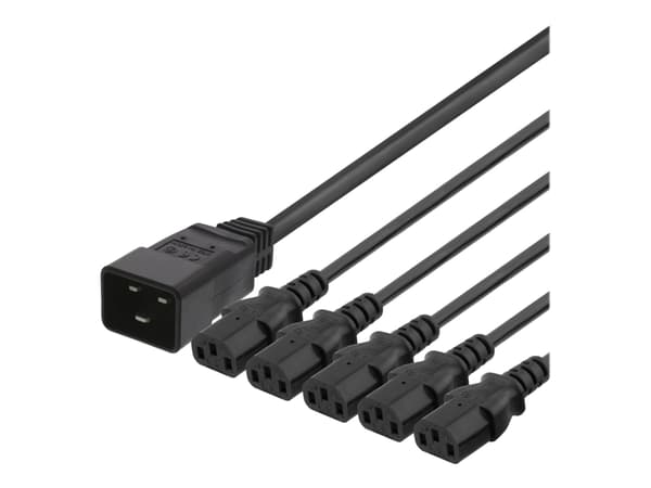 IEC C20 to 5x IEC C13 Power cable, 3m, 16A/250V, Y-Splitter