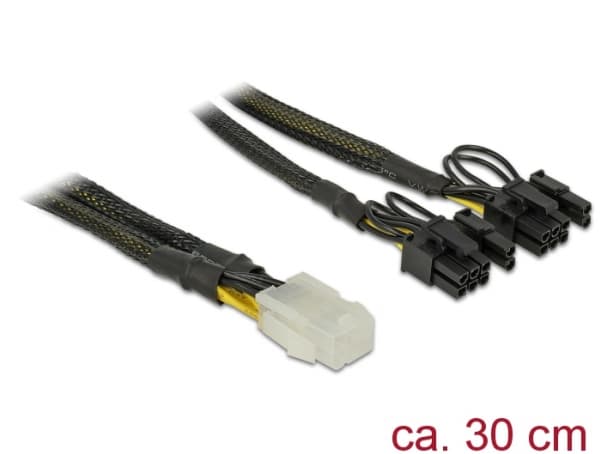 Delock - Strømkabel - 6-pins PCIe-strøm (hunn) til 8-pins PCIe-strøm (6+2) (hann) - 30 cm - svart