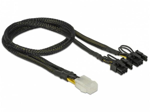 Delock - Strømkabel - 6-pins PCIe-strøm (hunn) til 8-pins PCIe-strøm (6+2) (hann) - 30 cm - svart