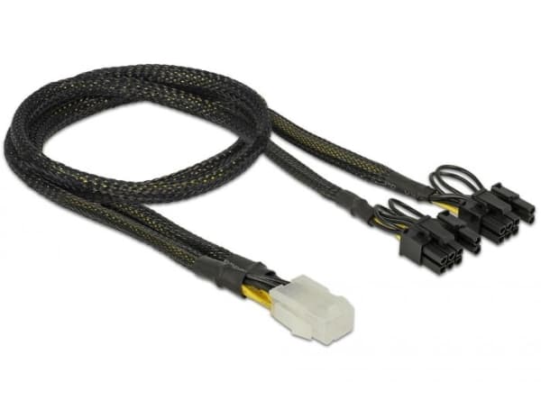 Delock - Strømkabel - 6-pins PCIe-strøm (hunn) til 8-pins PCIe-strøm (6+2) (hann) - 30 cm - svart