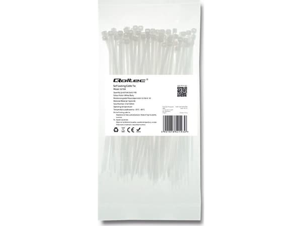 Qoltec - Kabelfestebånd - 15 cm - hvit (en pakke 100)