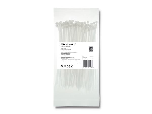 Qoltec - Kabelfestebånd - 15 cm - hvit (en pakke 100)