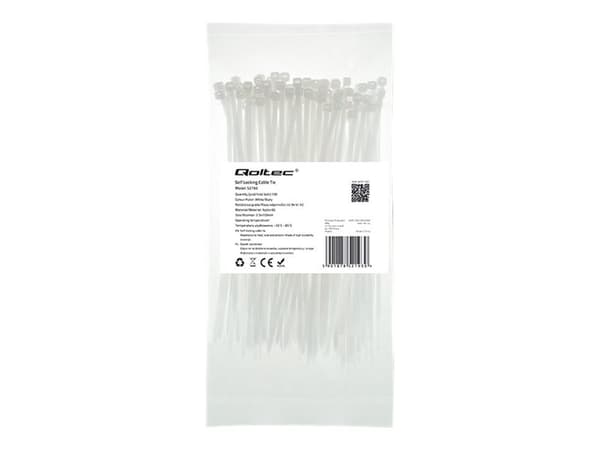 Qoltec - Kabelfestebånd - 15 cm - hvit (en pakke 100)