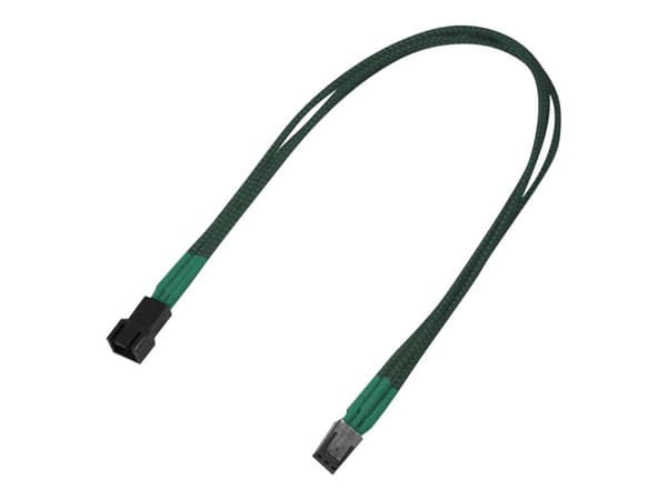 Nanoxia - Forlengelseskabel for viftestrømforsyning - 3 pin internstr (hunn) til 3 pin internstr (hann) - 30 cm - grønn
