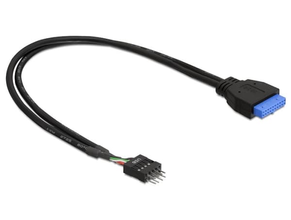 Delock - USB-internkabel - 19-pins USB 3.0-plugg (hunn) til 9-pins USB-header (hann) - 45 cm - svart