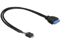 Delock - USB-internkabel - 19-pins USB 3.0-plugg (hunn) til 9-pins USB-header (hann) - 45 cm - svart