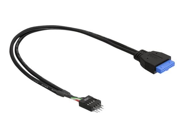 Delock - USB-internkabel - 19-pins USB 3.0-plugg (hunn) til 9-pins USB-header (hann) - 45 cm - svart