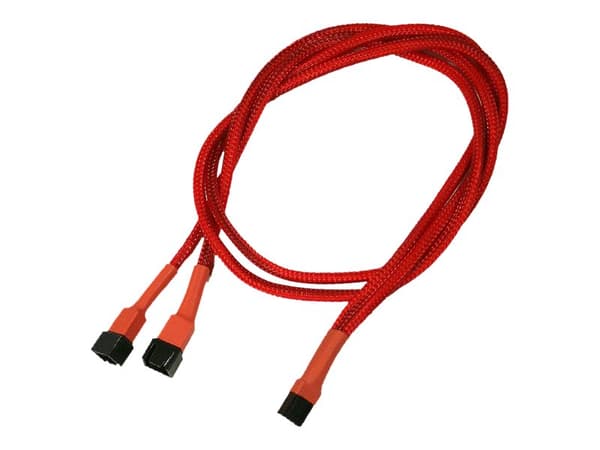 Nanoxia - Viftestrømsplitter - 3-pins Molex (hunn) til 3-pins Molex (hann) - 60 cm - rød