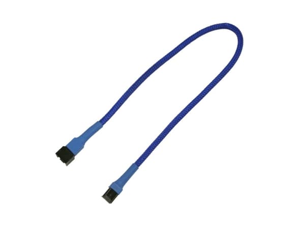 Nanoxia - Forlengelseskabel for viftestrømforsyning - 3 pin internstr (hunn) til 3 pin internstr (hann) - 30 cm - blå