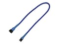 Miniatyrbilde 1 av 5: Nanoxia - Forlengelseskabel for viftestrømforsyning - 3 pin internstr (hunn) til 3 pin internstr (hann) - 30 cm - blå