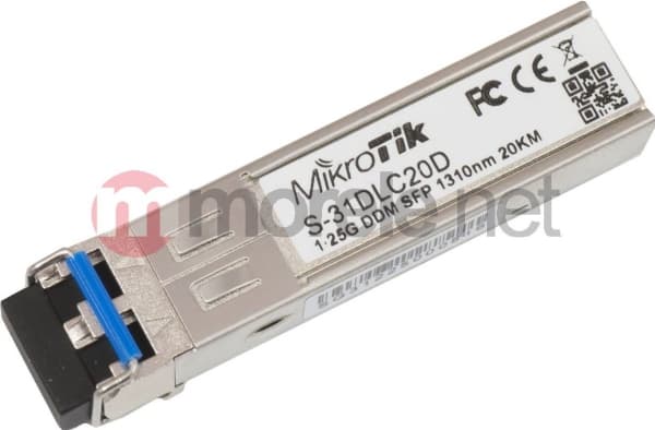 MikroTik S-31DLC20D - SFP (mini-GBIC) transceivermodul - SFP (mini-GBIC) / LC-enkeltmodus - opp til 20 km - 1310 nm