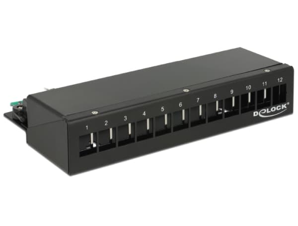 Delock Keystone Desktop Patch Panel - Koblingspanel - kullsort, RAL 9005 - 12 porter