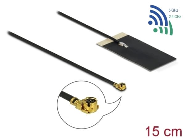 Delock WLAN 802.11 ac/ax/a/h/b/g/n Antenne MHF I plugg 2,7 - 3,0 dBi 1,13 15 cm FPC intern selvklebende - Antenne - Smart Home - 2,7-3 dBi - selvkleb