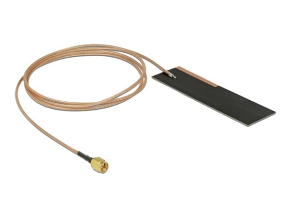 Delock LPWAN Antenne SMA plugg 1 - 2 dBi RG-178 1 m PCB intern selvklebende - Antenne - Smart Home - 1 - 2 dBi - selvklebende montering - svart