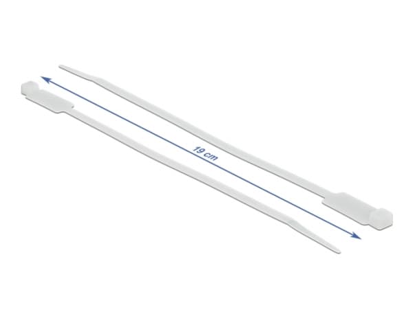 Delock Cable Tie with Label Tap - Kabelfestebånd - 19 cm - hvit (en pakke 10)