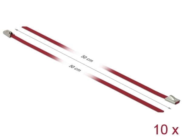 Delock - Kabelfestebånd - 50 cm - rød (en pakke 10)