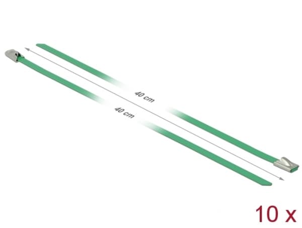 Delock - Kabelfestebånd - 40 cm - grønn (en pakke 10)
