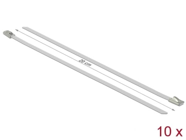 Delock - Kabelfestebånd - 20 cm - hvit (en pakke 10)